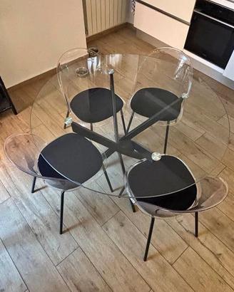 Tavolo Rotondo in Vetro + 4 Sedie