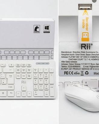 Kit Tastiera e Mouse Wireless Rii RK200