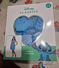 STITCH Disney, vestito bimba+cerchietto 5/6 anni