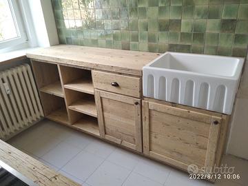 2 credenza cucina in legno vecchio recuperato