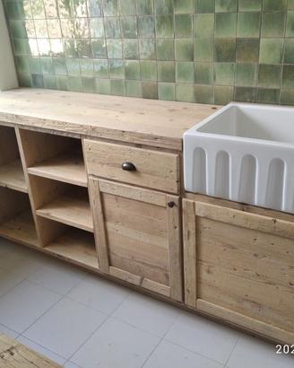 2 credenza cucina in legno vecchio recuperato