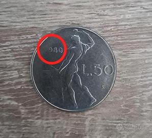 50 Lire 1980 Errore di Conio Senza 1 