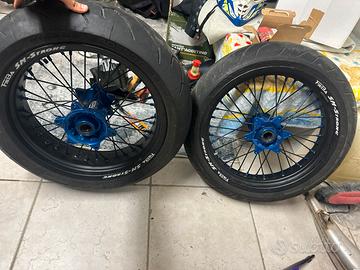 Cerchi Faba Motard BLU NERI + pneumatici