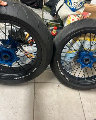 Cerchi Faba Motard BLU NERI + pneumatici