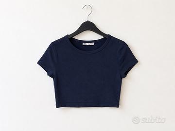 Top crop blu Zara taglia L