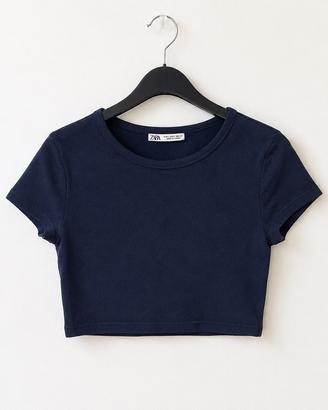 Top crop blu Zara taglia L