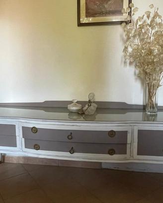 Credenza/console con piano in vetro