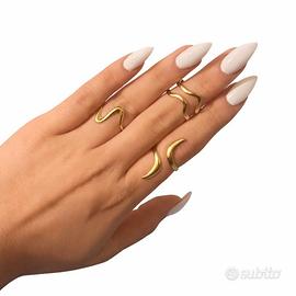 tris anelli regolabili in acciaio inox colore oro