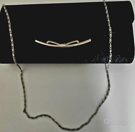 Pochette glitterata blu, con tracolla rimovibile