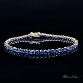 bracciale tennis argentato con zaffiri