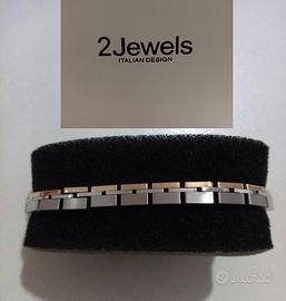 Bracciale uomo in acciaio satinato e rosè- 2Jewels