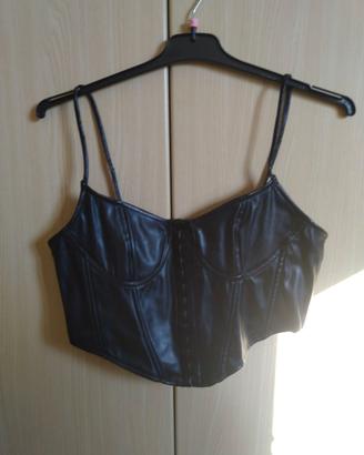 Top similpelle nero