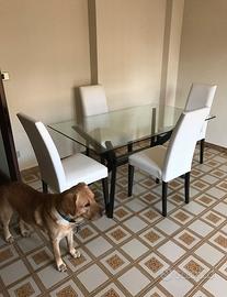 Tavolo in vetro con 4 sedie