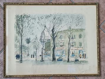4 litografie Michele Cascella vedute Parigi
