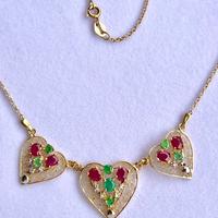 Collier oro 18 kt con diamanti rubini e smeraldi
