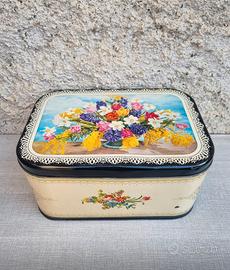 Scatola latta fiori caramelle stobbia cioccolato