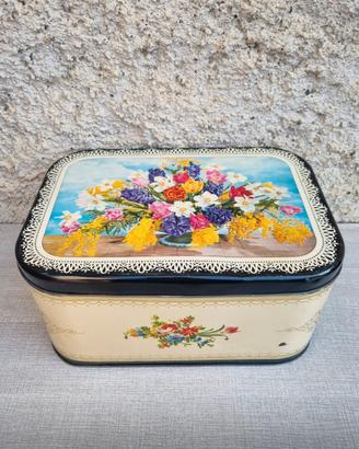 Scatola latta fiori caramelle stobbia cioccolato