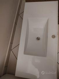 Lavabo da incasso 100 cm in ceramica bianca