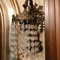 Coppia Applique da parete, cristalli e ottone