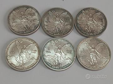 6 monete d'argento del messico 