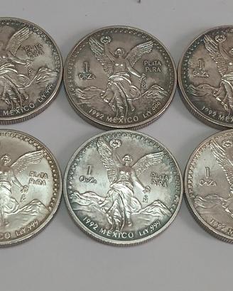 6 monete d'argento del messico 