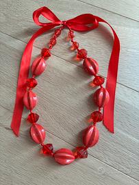 Collana perle rosse