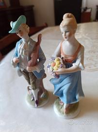 coppia statuine ceramica Dama e Cavaliere vintage 