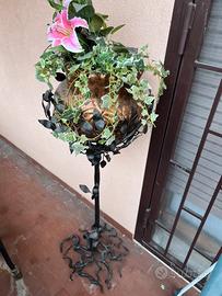 Fioriera Antica (100+ anni) Ferro Battuto e Rame