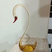 Cigno ambrato in vetro soffiato di Murano 