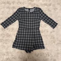 Tuta Corta Quadri Bianco/Nero Tg M