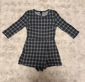 Tuta Corta Quadri Bianco/Nero Tg M