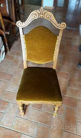 Set di 6 sedie vintage in legno e velluto