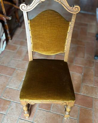Set di 6 sedie vintage in legno e velluto