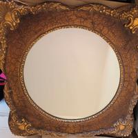 Specchio 45x45 con cornice in legno lavorato