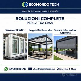 Pergole bioclimatiche fino a 6 x 10 m su 4 piedi