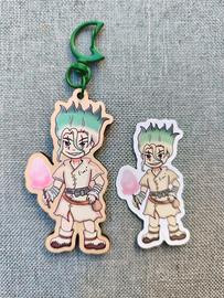 Senku Dr.Stone wood keychain + sticker set