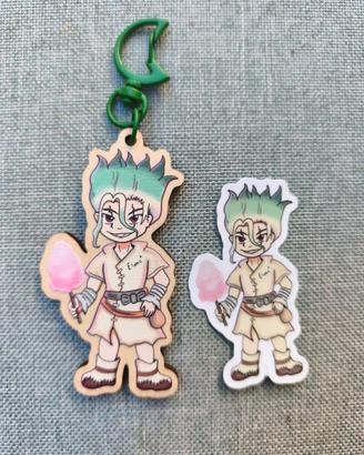 Senku Dr.Stone wood keychain + sticker set