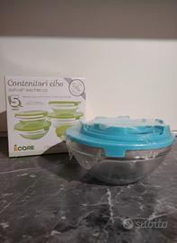 Set 5 Contenitori in Vetro con Coperchio Azzurro