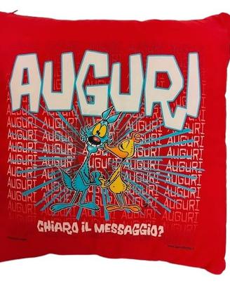 CUSCINO LUPO ALBERTO CON DEDICA AUGURI