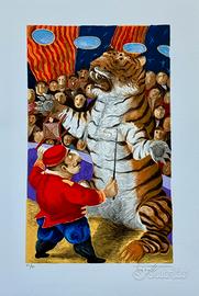 Domatore e Tigre al Circo Serigrafia Procopio