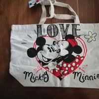 Borsa in cotone di mickey e minni