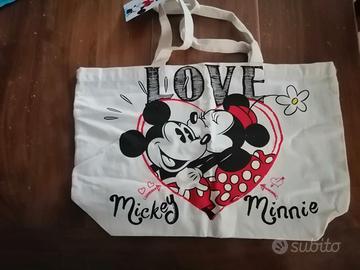 Borsa in cotone di mickey e minni