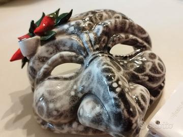 Maschera Pulcinella  porcellana Capodimonte 