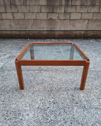 Tavolino da Salotto Vintage in Legno e Vetro 