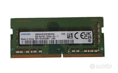 RAM DDR4 8Gb SODIMM 3200 Mhz marca Samsung