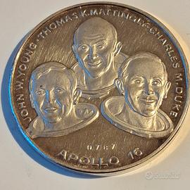 Moneta vintage celebrativa in argento Apollo 16