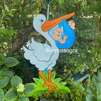 Cicogna, sagome in legno per decorazione feste nas