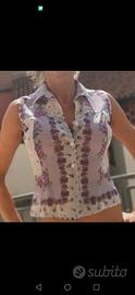 camicia a fiori senza maniche 
