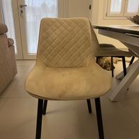 Set 4 sedie in velluto colore avorio