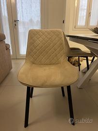 Set 4 sedie in velluto colore avorio